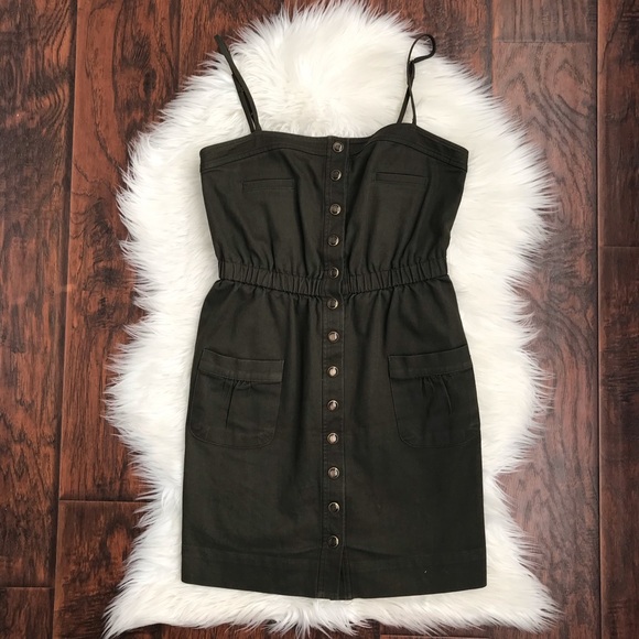 Shoshanna Dresses & Skirts - Shoshanna Green Twill Button Down Mini Dress